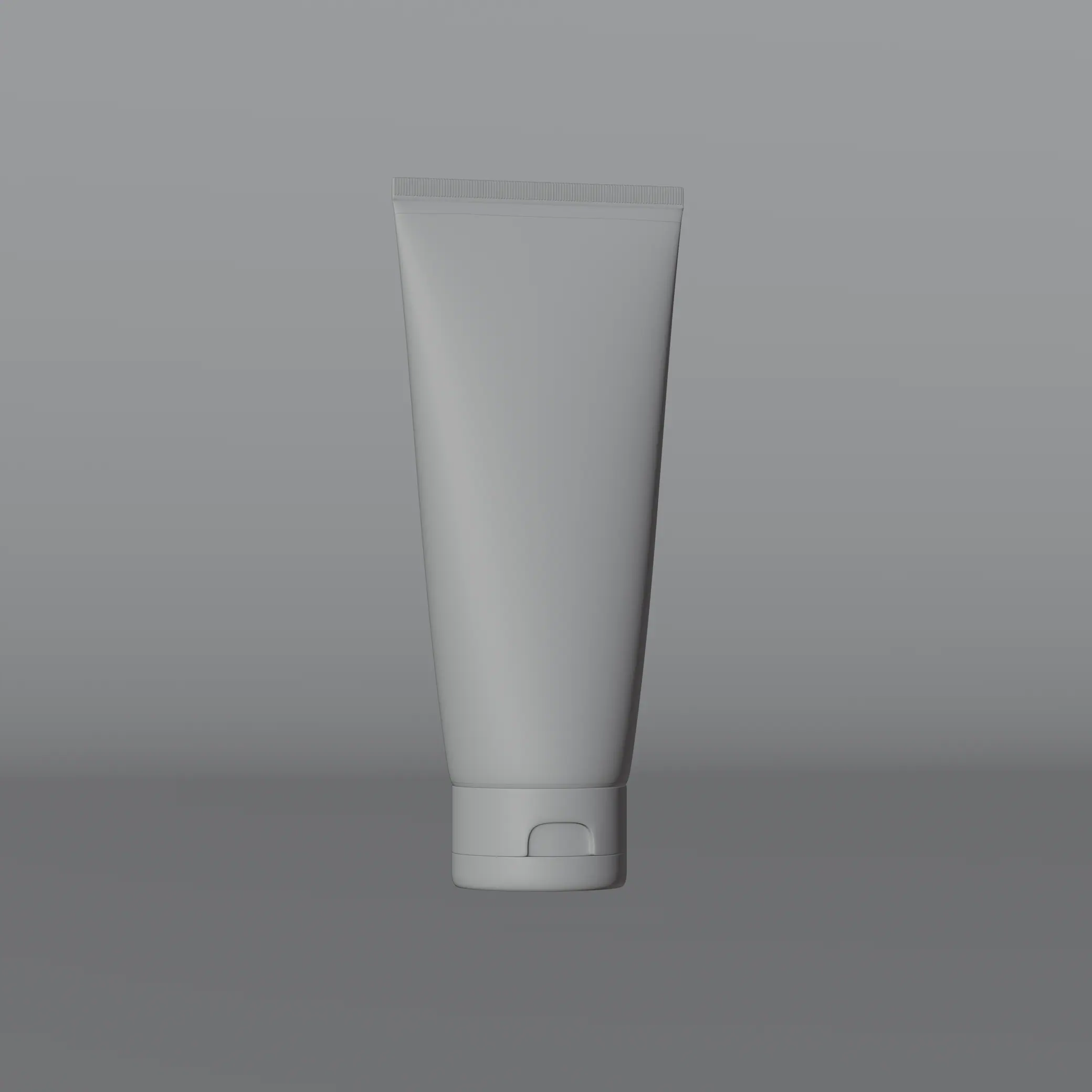An untextured grey clay render of the same tube, showing its shape and seam